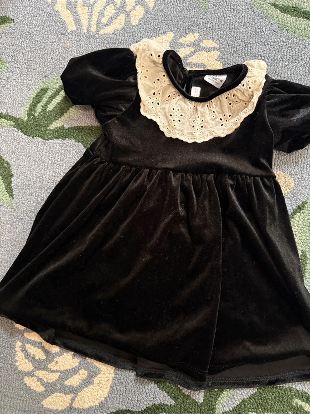 Zara Black Velvet Dress with Cream Lace Collar